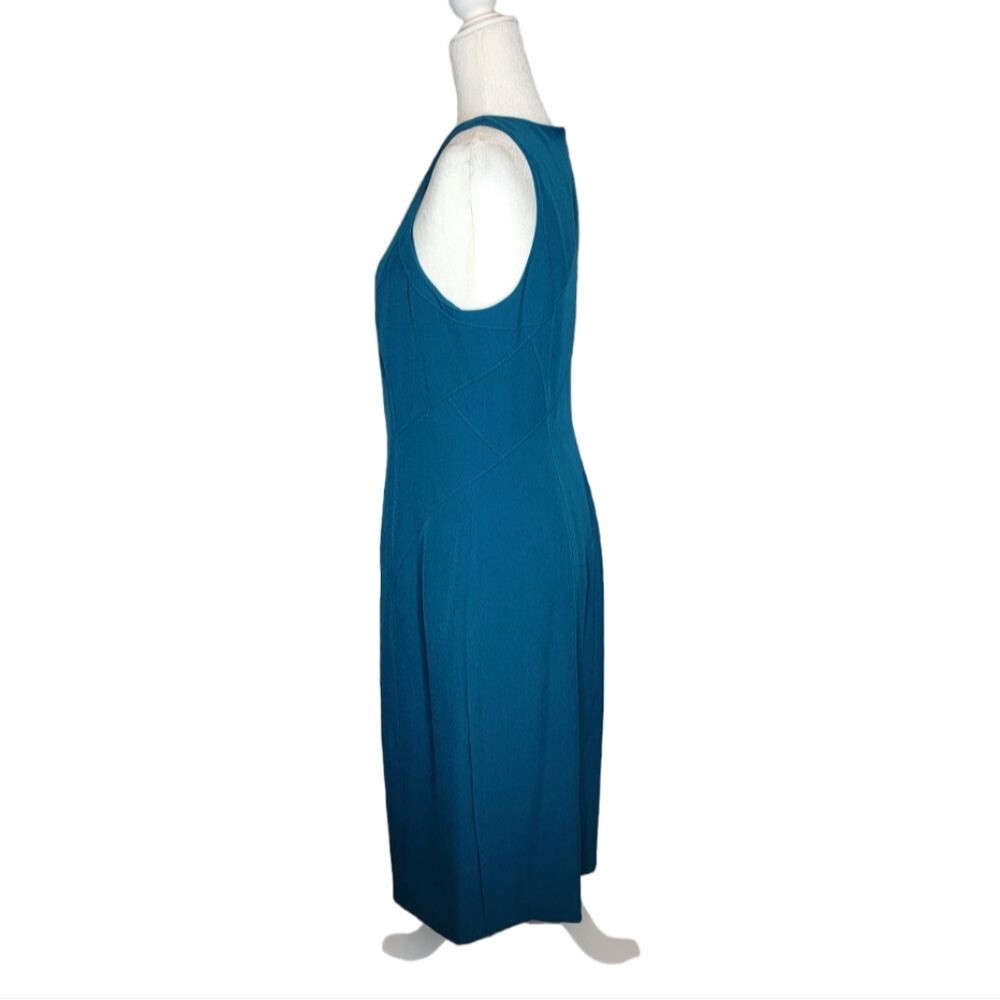 Adrianna Papell women’s size 10 jewel neck sleeveless teal sheath dress lined - Picture 3 of 12